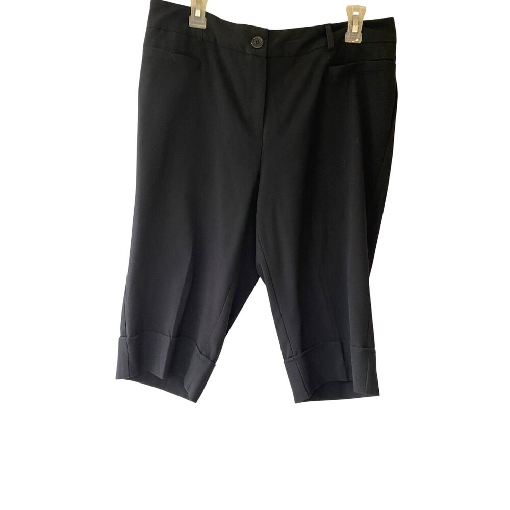 Black Courtenay Womens Cuffed Bermudas 14W Polyester/Spandex Blend Made In Guate